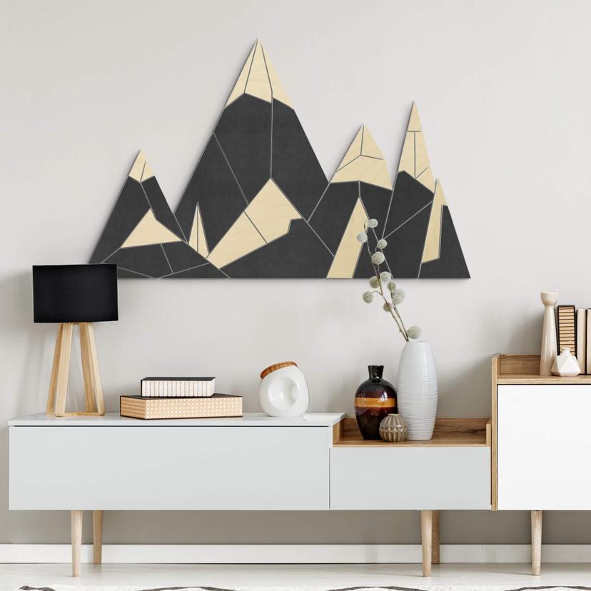 puzzle decorativo 3D de madera con paisaje montañoso
