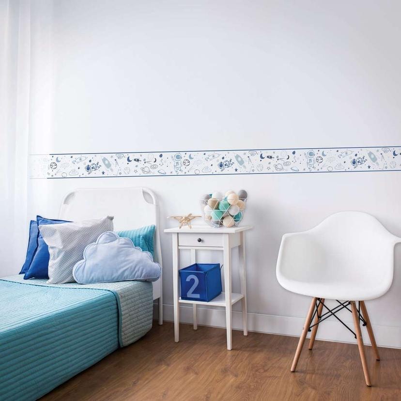 Tapet, non-woven Kids Walls hvid, blå