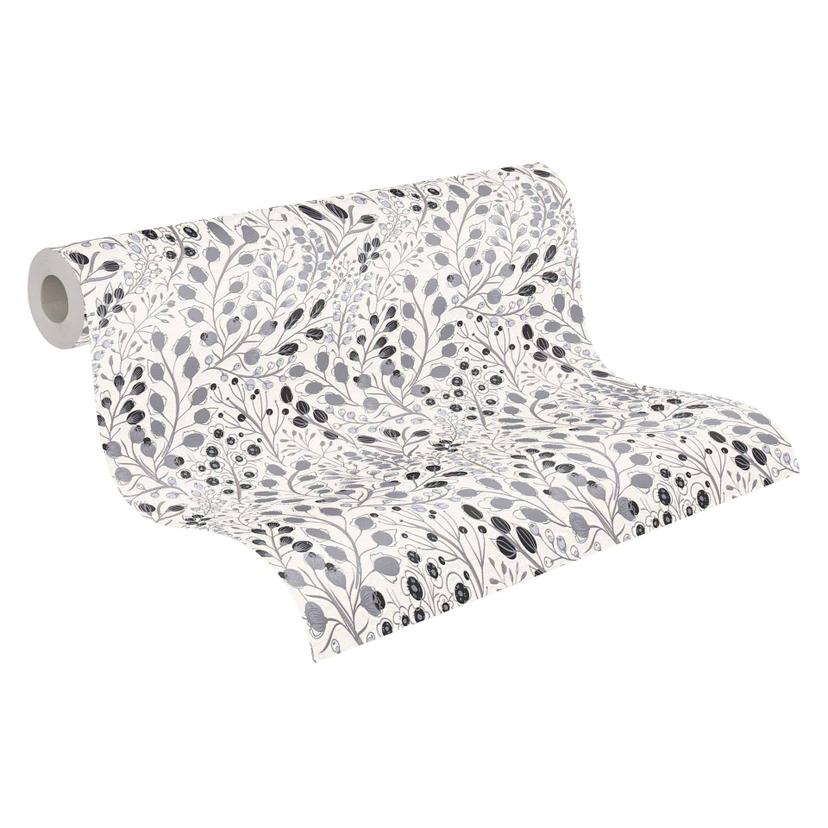 Floral Gris Blanco - Papel pintado no tejido A.S. Création