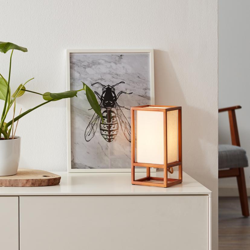 Tischleuchte Nala, braun, 53 x 20 cm, Textil Nachttischlampe, dimmbar
