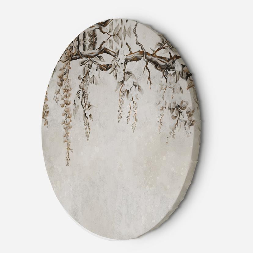 Toile ronde Branches grises Vintage