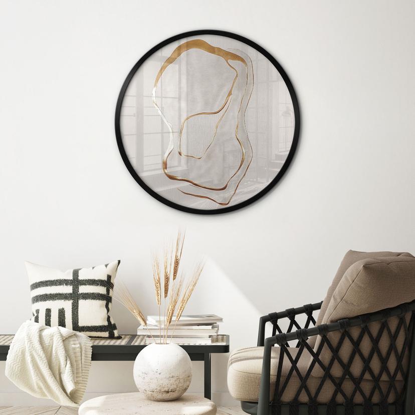 Poster astratto in oro e beige - Alma - Rotondo