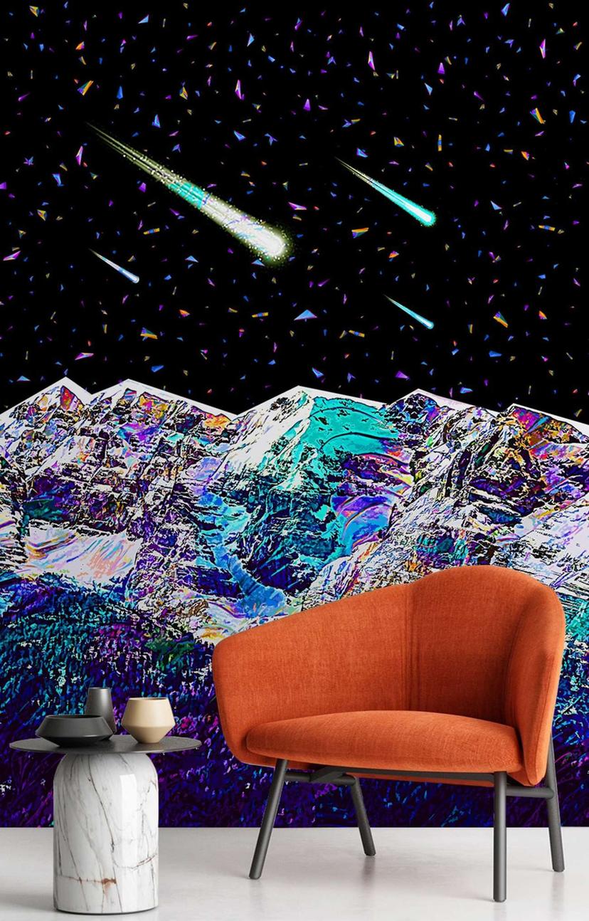 Fototapete, Blauer Meteoriten Kosmos