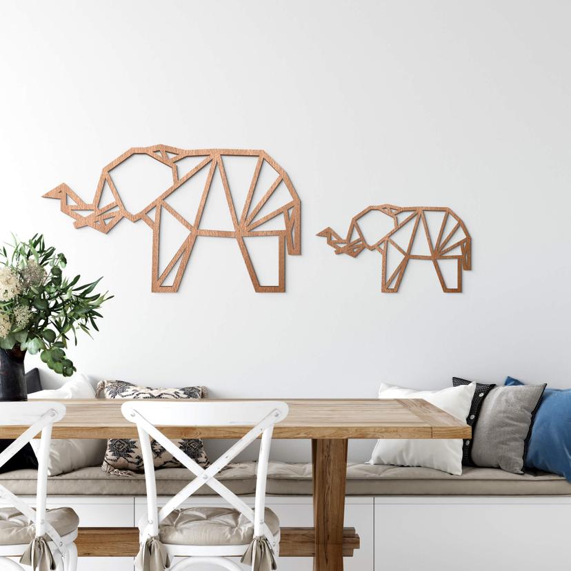 Trækunst Mahogni - Origami - Elefant