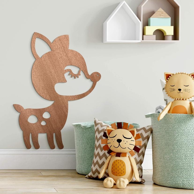 Decoración en madera caoba - Animal - Ciervo