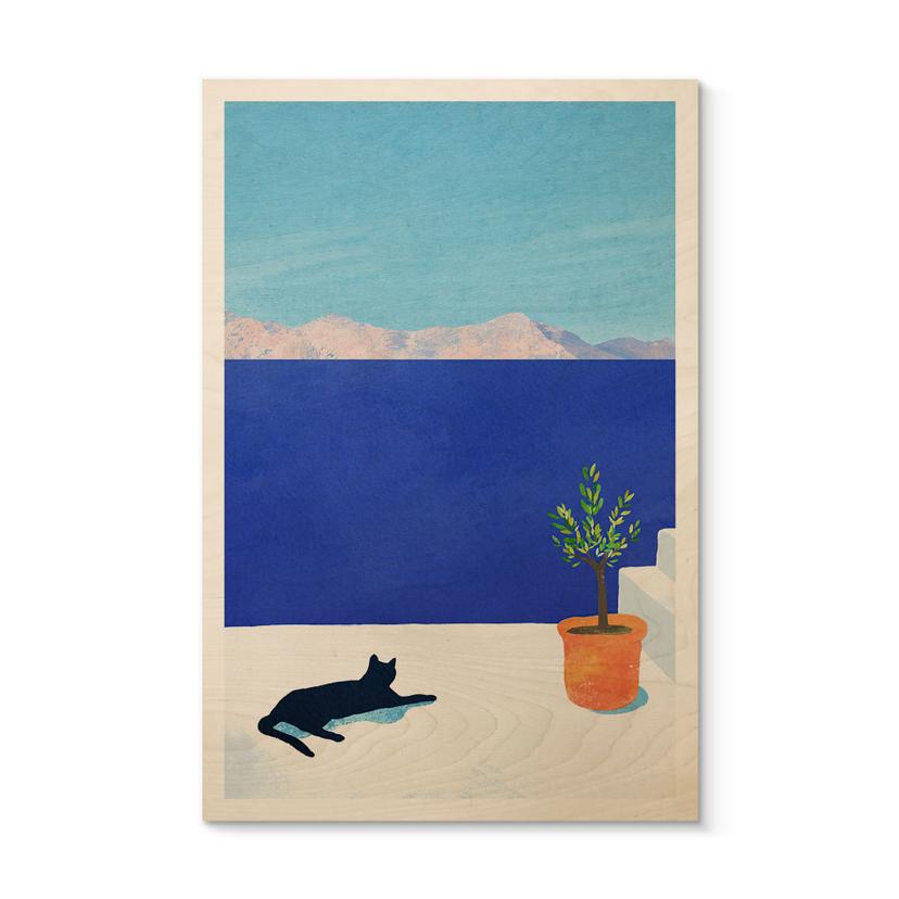 Billede af træ siesta med kat ved havet - Rivers