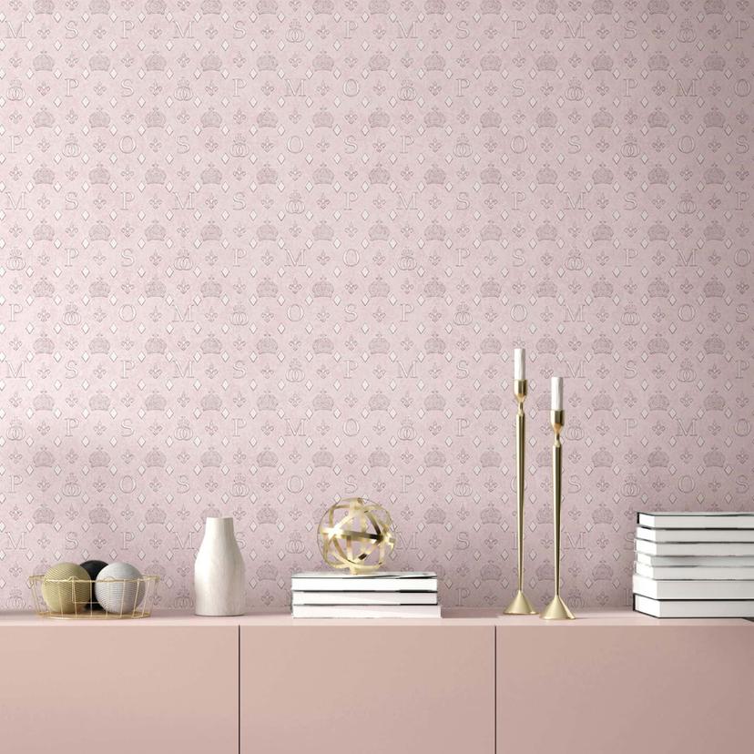 Ikke-vævet tapet kroner, romber grafisk designer mat i rosa-brun