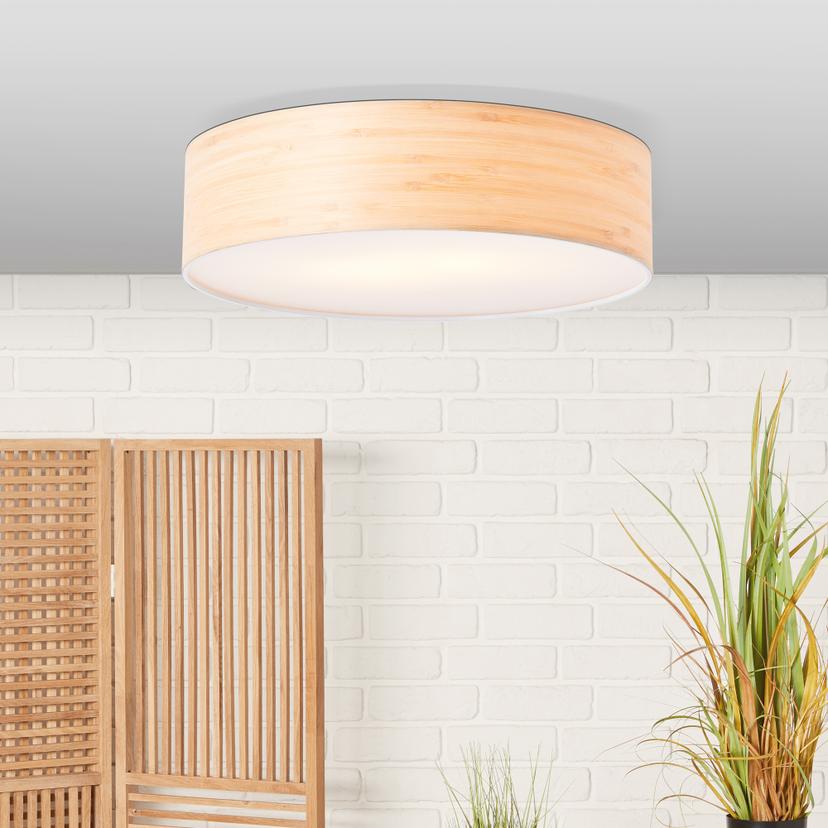 Deckenleuchte Michael, braun, 10 x 38 cm, Holz Deckenlampe, dimmbar