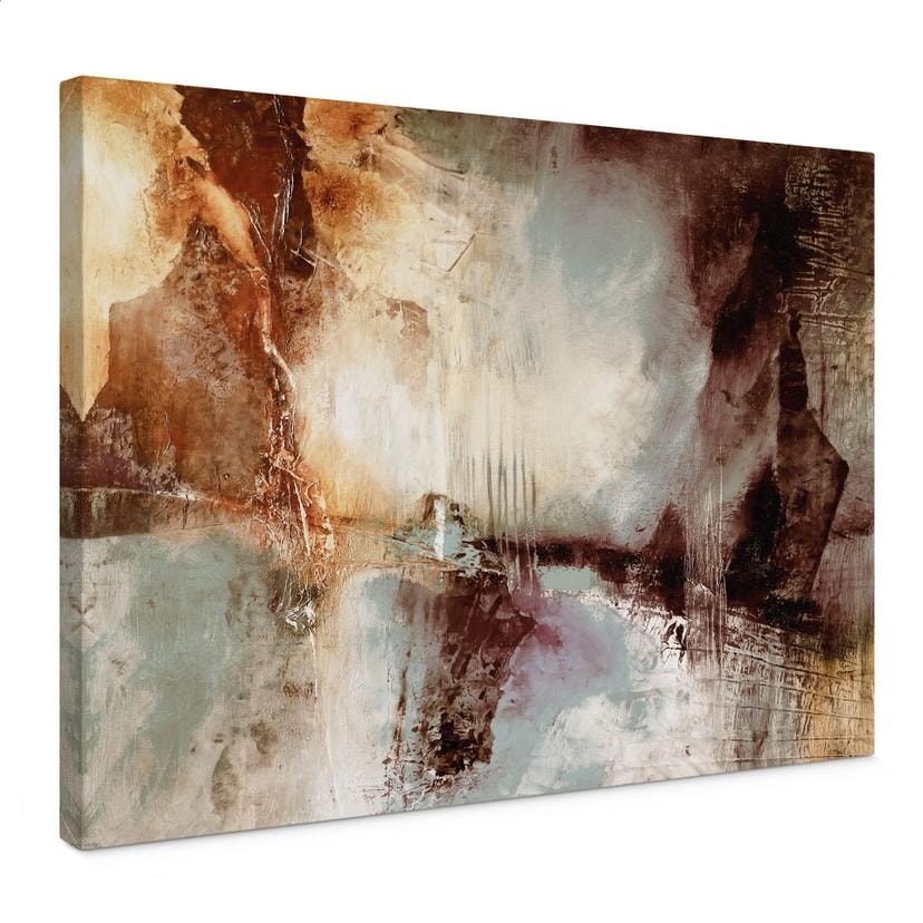 Tableau sur toile Abstrait - Traces dorées dans la lumière du brouillard - Schmucker