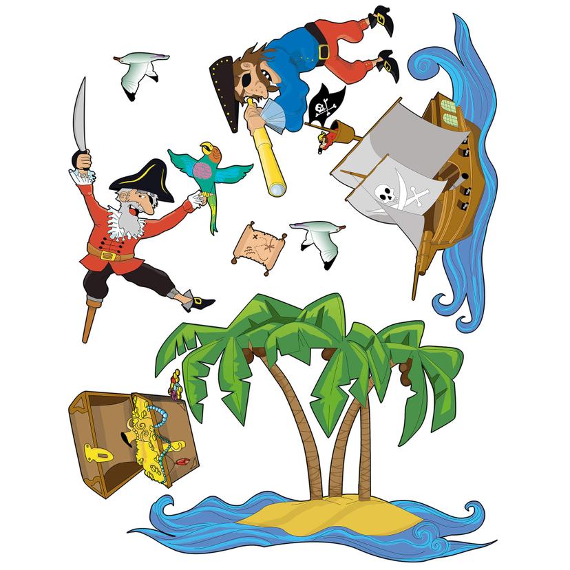 Adesivo murale - Composizione "pirati"
