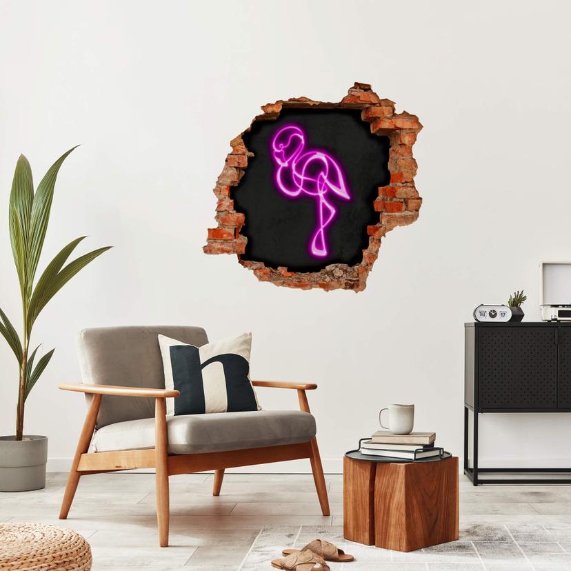 Sticker Mural Flamingo - Lumière néon
