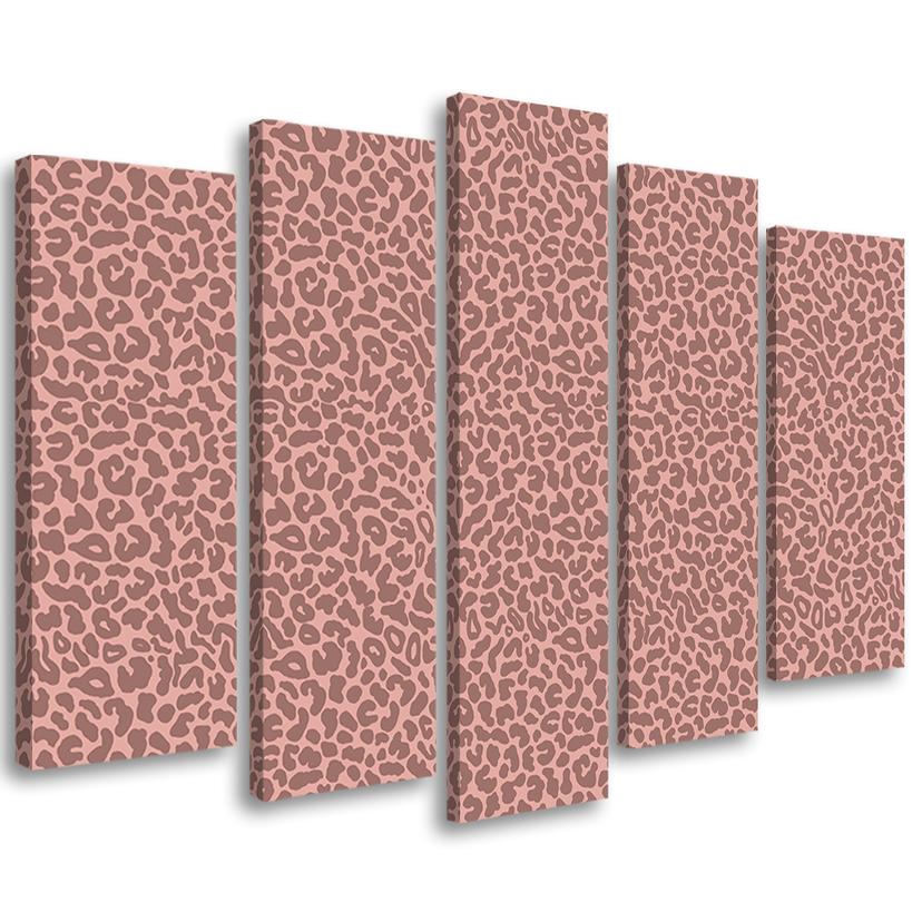 5 stykke lærredsprint, Leopard Leopard Pels Patches Mønster