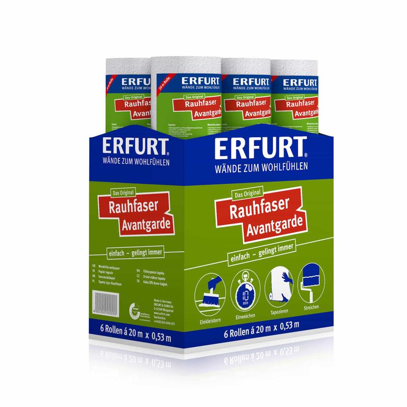 Erfurt Rauhfaser Tapete Avantgarde Karton (6 Rollen)
