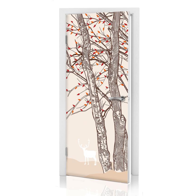Puerta de diseño ciervo en el bosque 91x200 cm