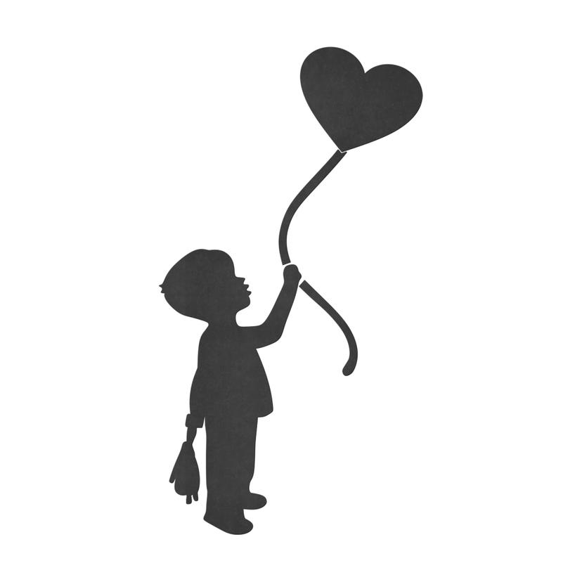 Decoro MDF Ragazzo con palloncino a forma di cuore