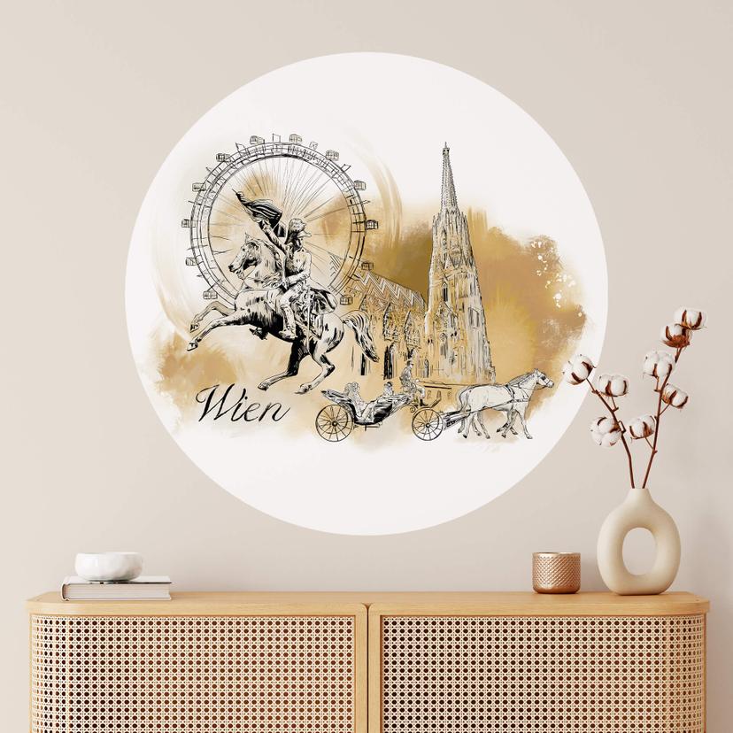 Wallsticker Wien - Rund - Elsk din by