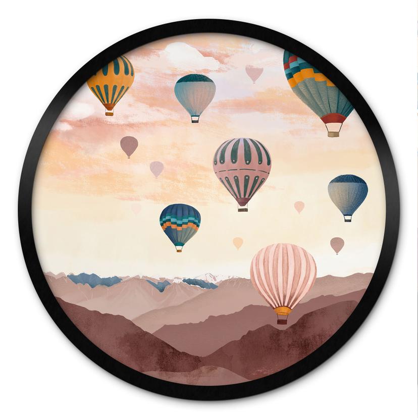 Póster Volando alto con los globos aerostáticos - Goed Blauw - Redondo