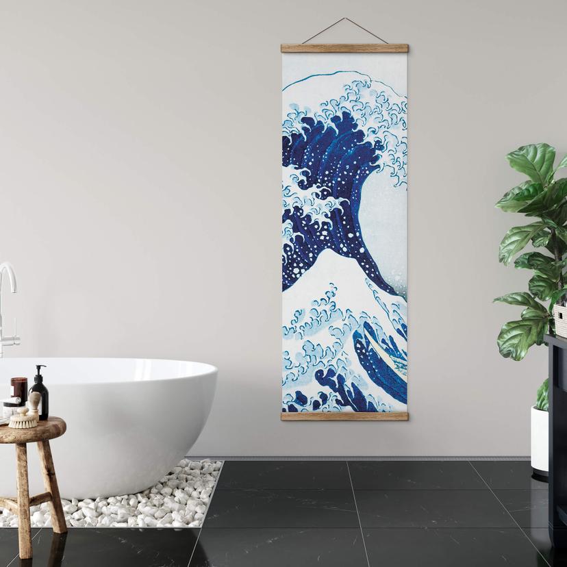 Póster de tela Hokusai - La gran ola - Panorama
