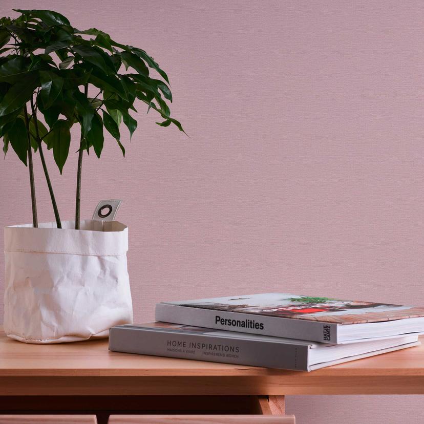 Hør-look pink - støv-look tapet - tekstureret fleece tapet