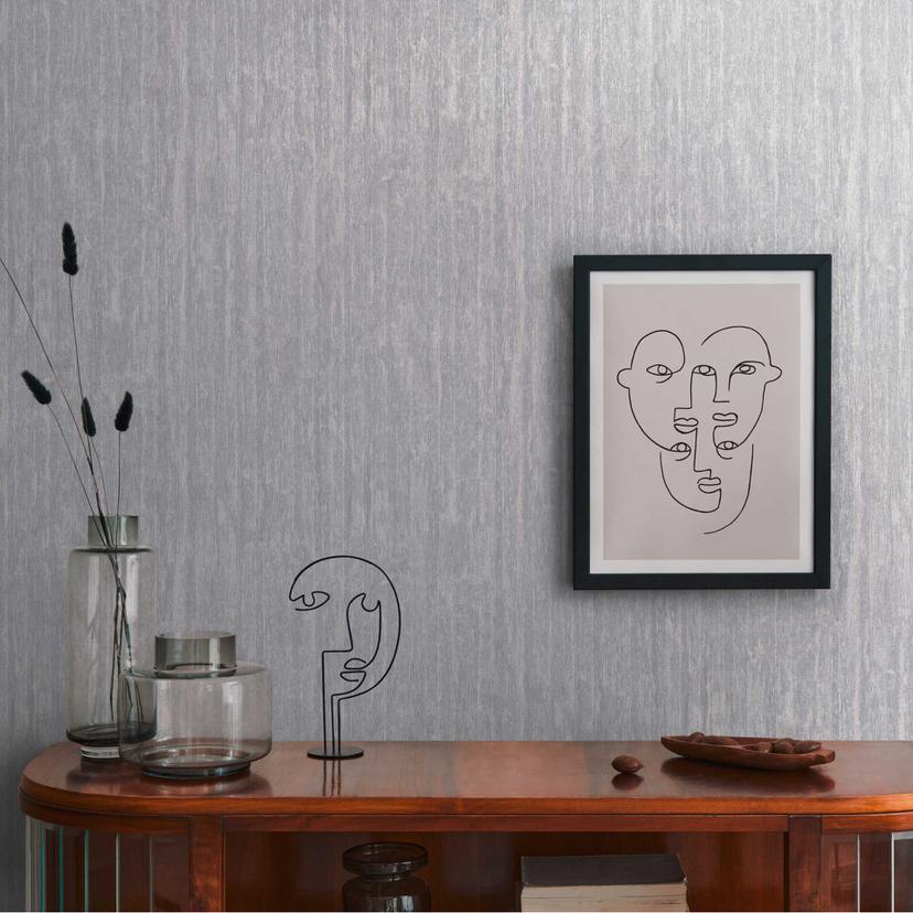 Linnenlook behang in zachtgrijs - vliesbehang voor een elegante sfeer