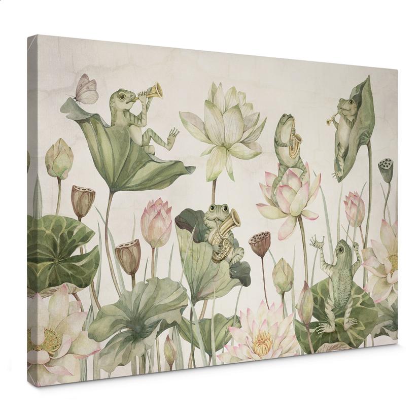 Canvas Frøorkester på åkander - Kikki Belle