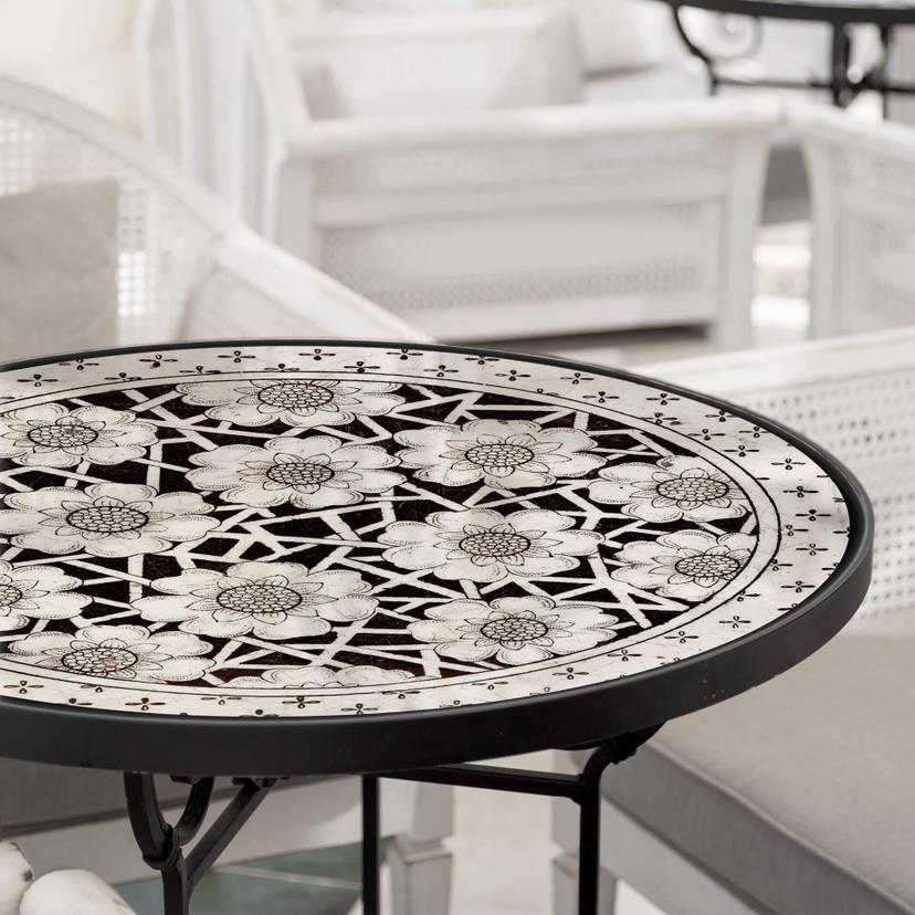 Plateau de table en verre - Fleurs victoriennes - Rond