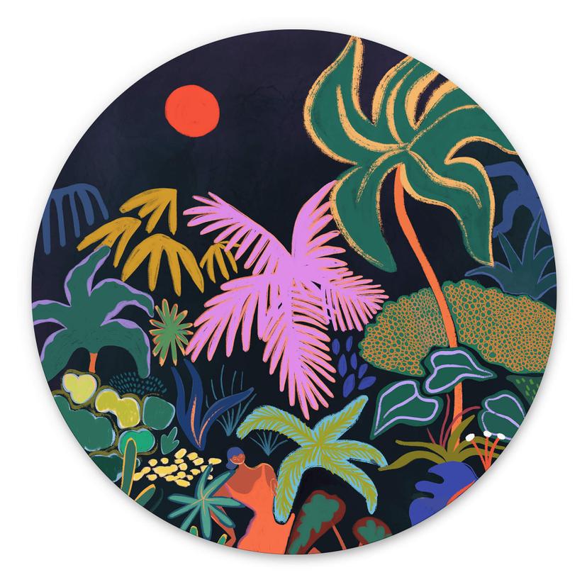 Vægcirkel Arty Guava - Exotic Jungle – print på aluminium (Alu-Dibond)