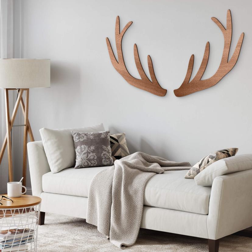 Decoración en madera caoba - cornamenta (2 piezas)