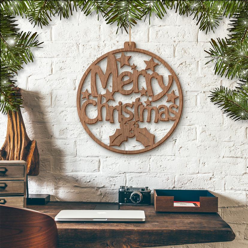 Trækunst Mahogni - Merry Christmas