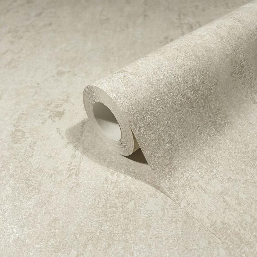 Vliesbehang met glans beige betonlook