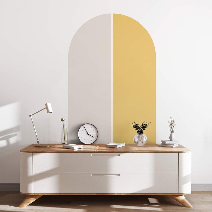 Adesivo murale Mezzi fiocchi (set di 2) - larghi - giallo senape-beige