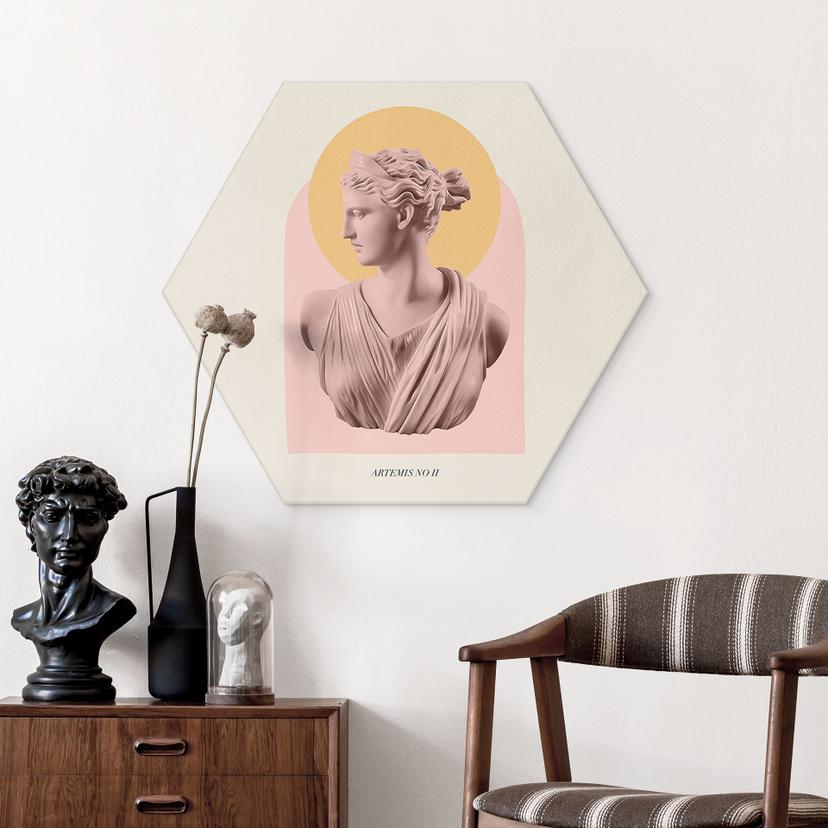 Esagono Alu-Dibond Statua della dea Artemide - Grace Digital Art