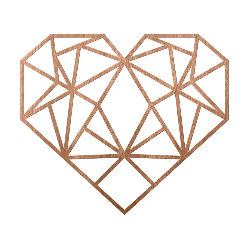 Decorazione in mogano - Cuore origami