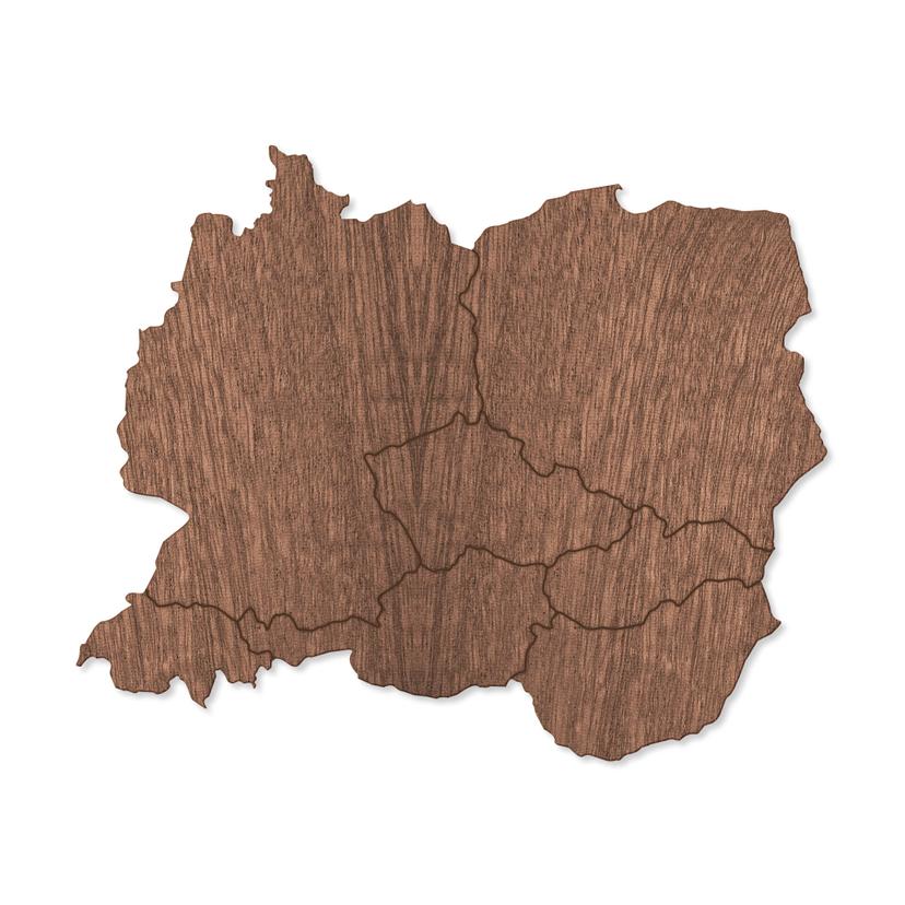 Träkonst mahognyfaner - Karta över Centraleuropa