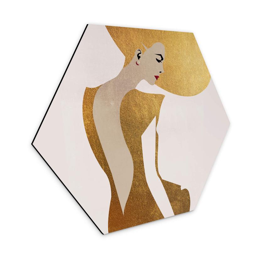 Hexagon Dibond Kubistika - Lady in Gold