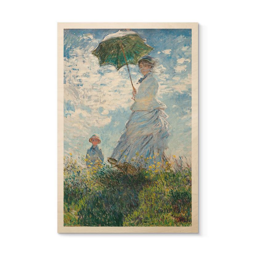 Billede af træ Monet - Kvinde med parasol - Madame Monet og hendes søn