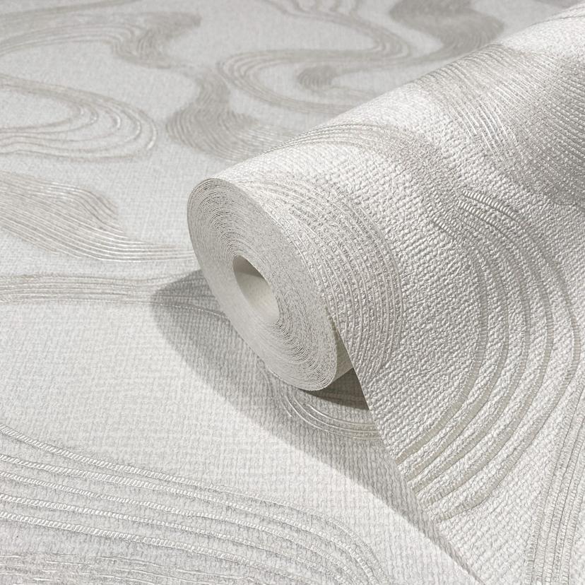 grafisk tapet, non-woven tapet Kumano hvid