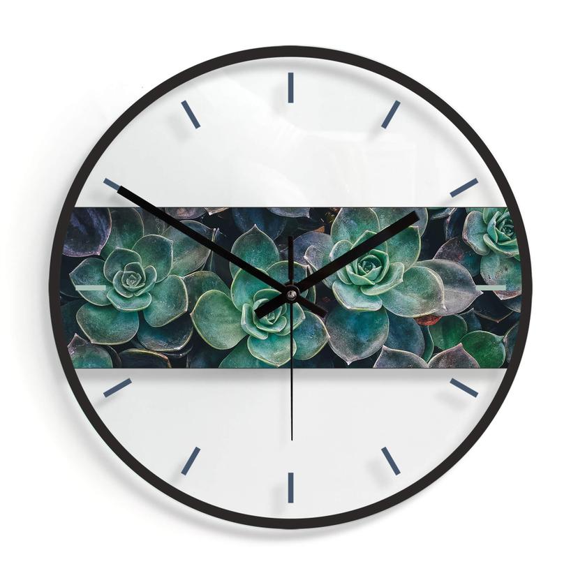 Horloge murale en verre - Succulentes