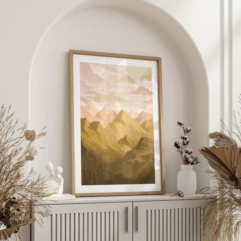 Poster Montagne d'oro al tramonto - Goed Blauw
