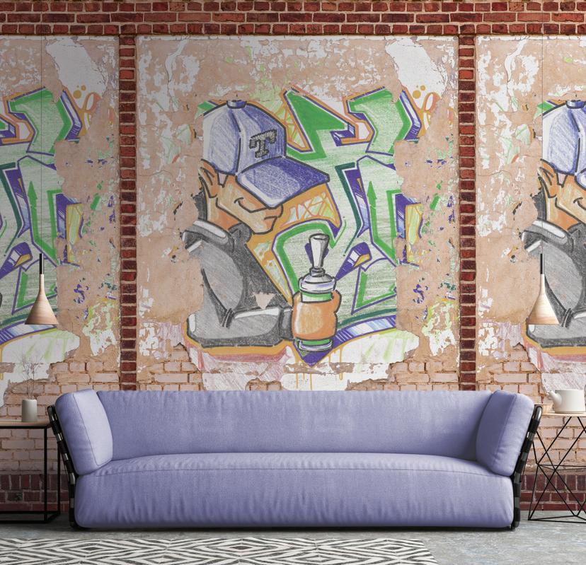 Graffiti tapet brun beige - non-woven tapet Industrielle Livingwalls - mat og glat