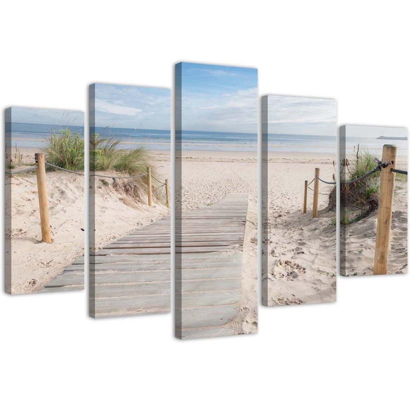 Lærred print 5 styk, strand hav