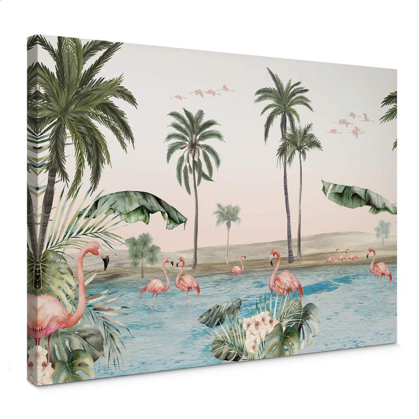 Lienzo Kikki Belle - Oasis de flamencos