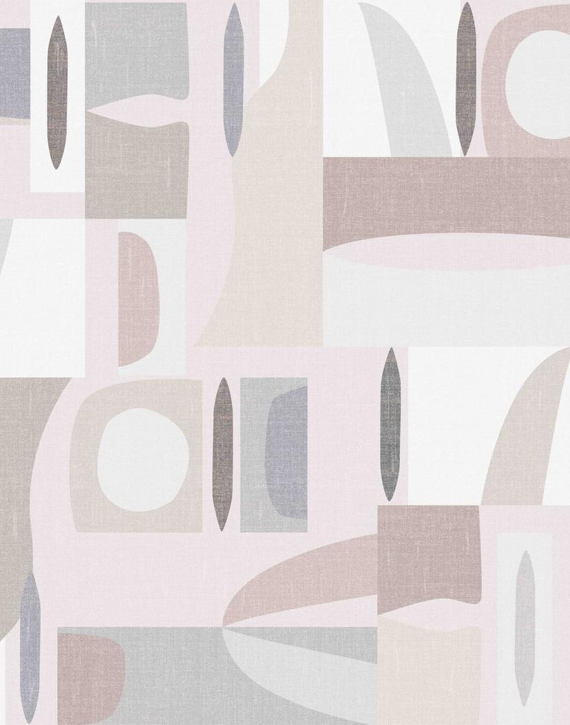 Papier peint photo Géométrie abstraite mid-century en gris & gris avec lin 2,7 x 2,12 m