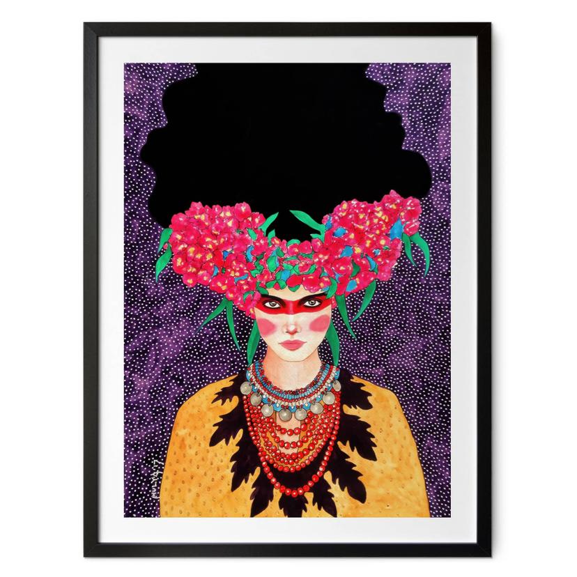 Plakat kvinde med blomsterkrans og styrke - Hülya