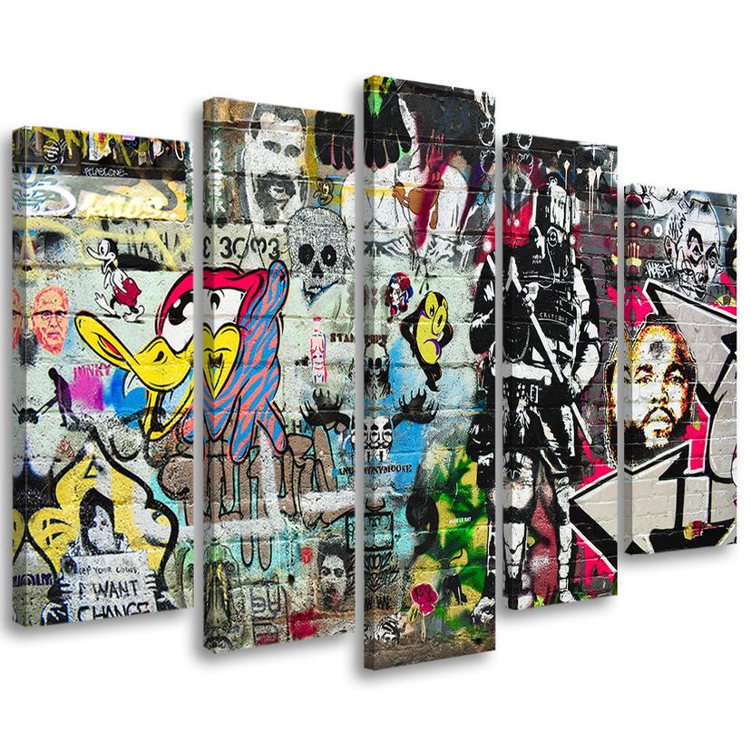5 stykke lærredstryk Graffiti Street Art