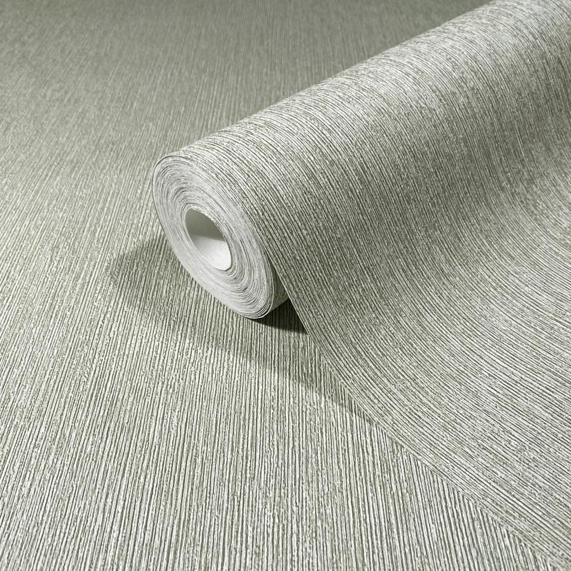 Non-woven tapet i textilutseende med strukturerad yta grön slät