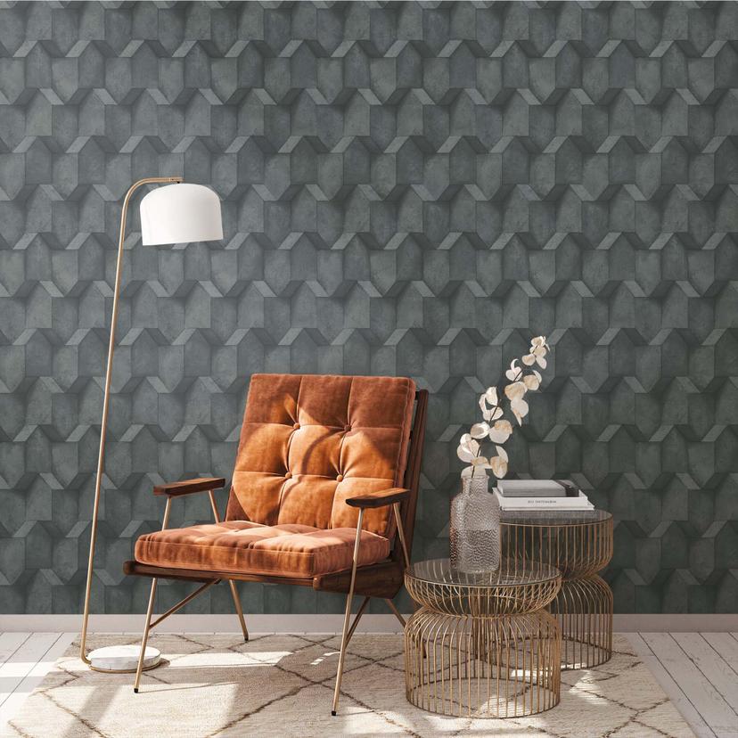 A.S. Création non-woven tapet BOS - beton look 3D effekt antracit, sort
