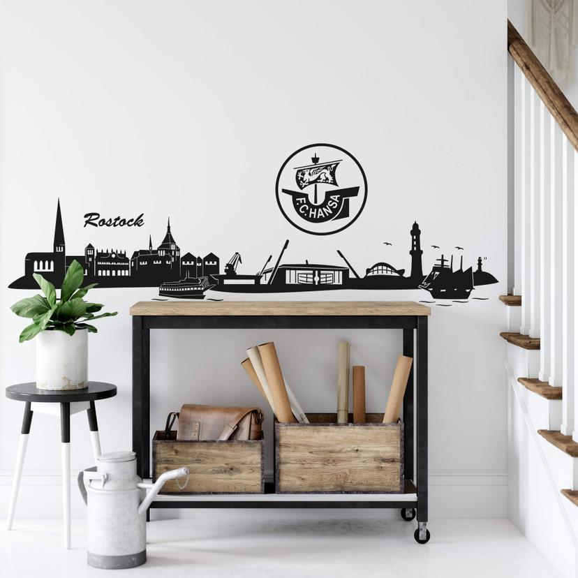 Wandtattoo Hansa Rostock Skyline - Logo einfarbig