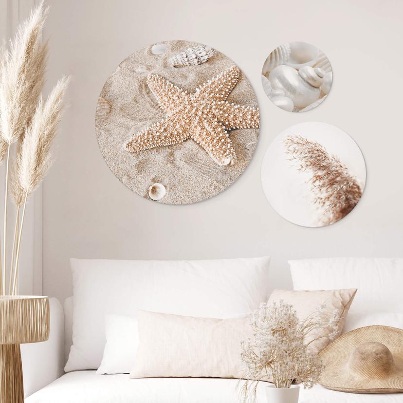 Vægcirkel Beach Moments-sæt (3 dele) – print på aluminium (Alu-Dibond)