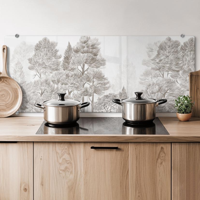 Spatscherm Bos met boslandschap in beige - Ms Tiff - Panorama